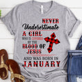 Covered by the blood of Jesus January birthday shirts, a queen was born in January, January shirts for Woman