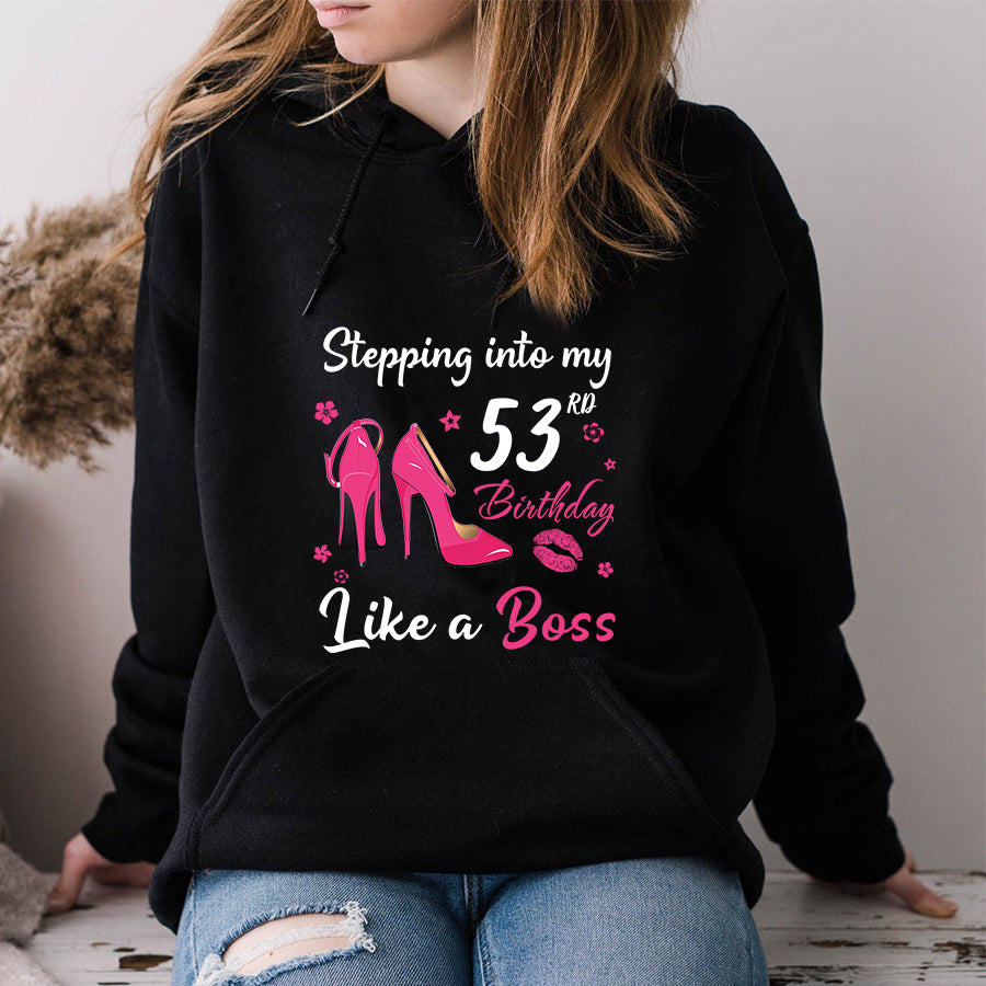 Stepping into my 53rd Birthday Like a Boss, 53rd birthday unique gifts for woman, 53rd birthday ideas, Turning 53 years old cotton shirt