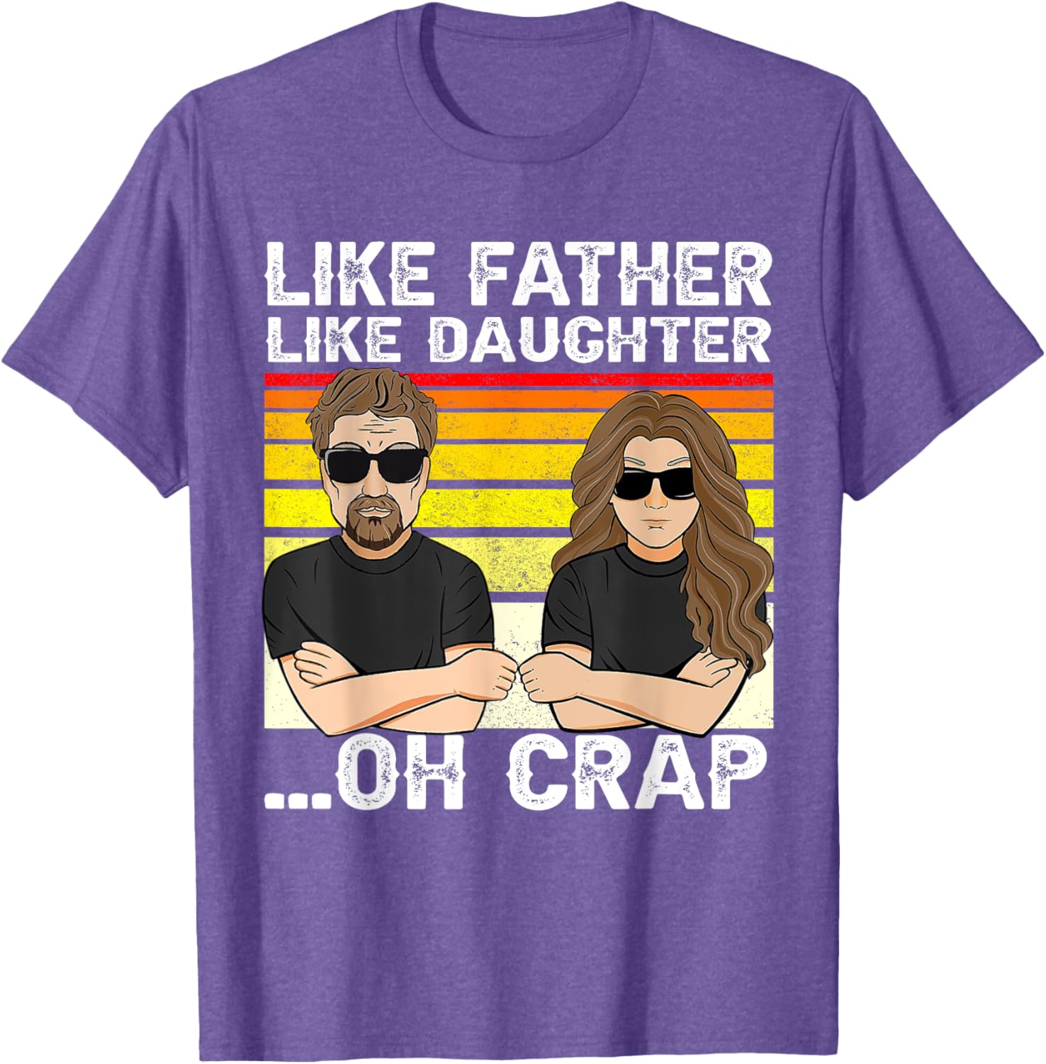 Vintage Retro Dad and Daughter Family Matching Tee - Like Father Like Daughter Oh Crap - Funny Fathers Day T-Shirt - Black - Women's - Small - Short Sleeve - Cotton 100%