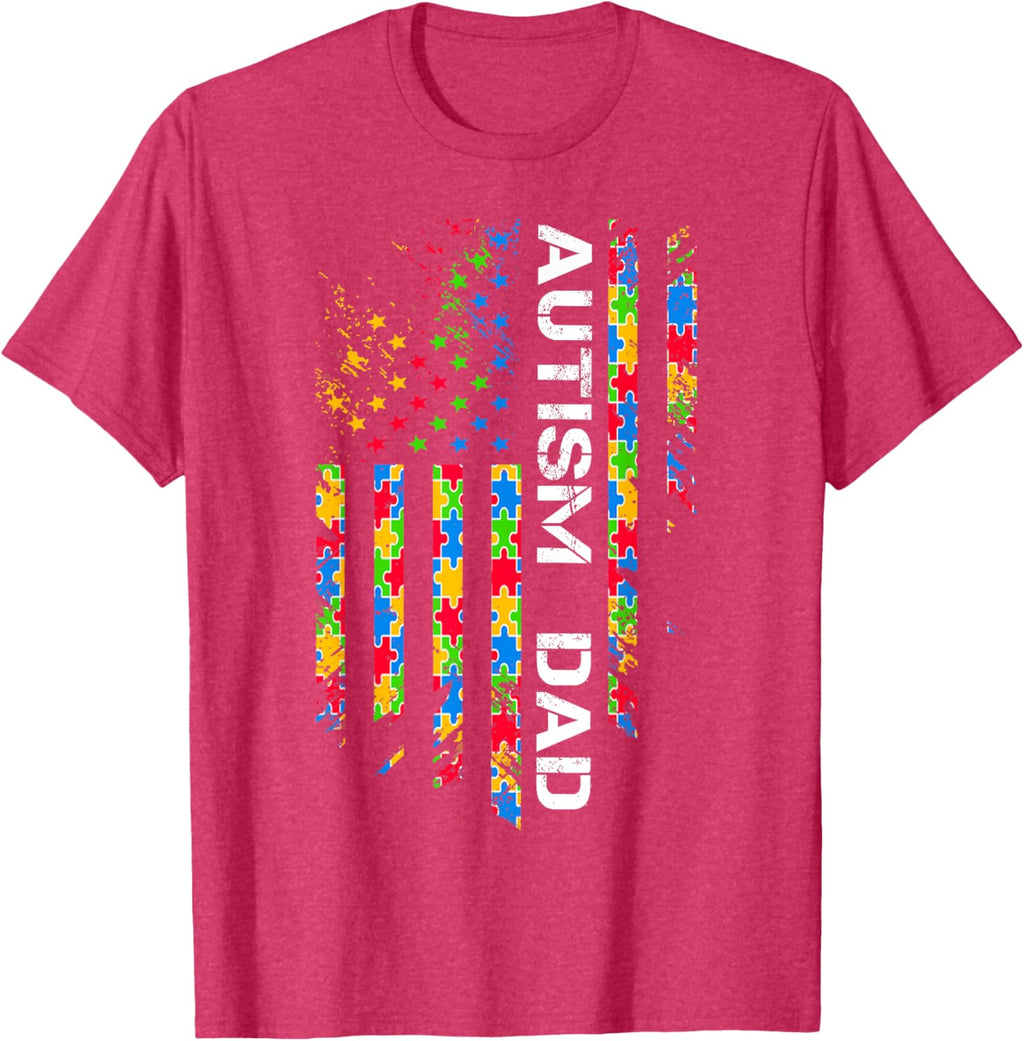 Autism Dad Awareness American Flag USA