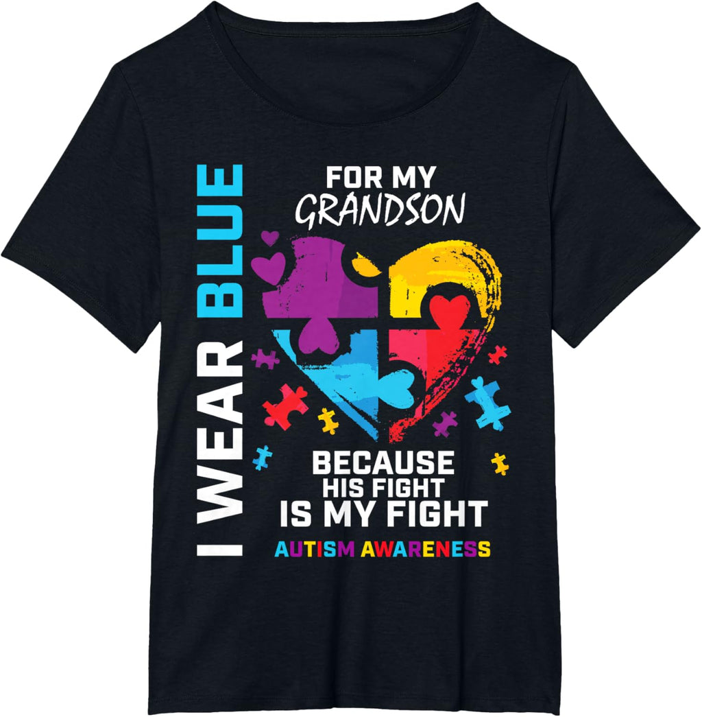 Grandma Grandpa I Wear Blue For My Grandson Autism Awareness