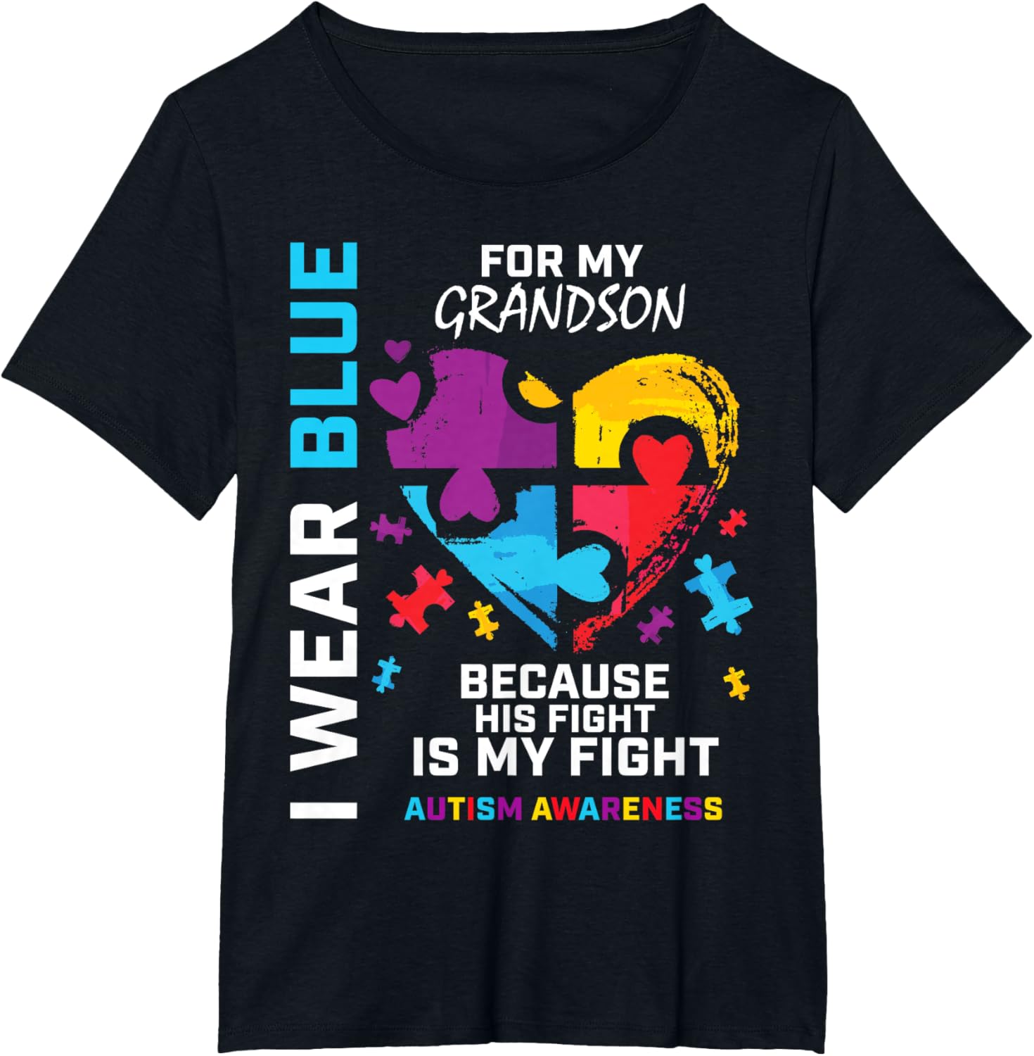 Grandma Grandpa I Wear Blue For My Grandson Autism Awareness