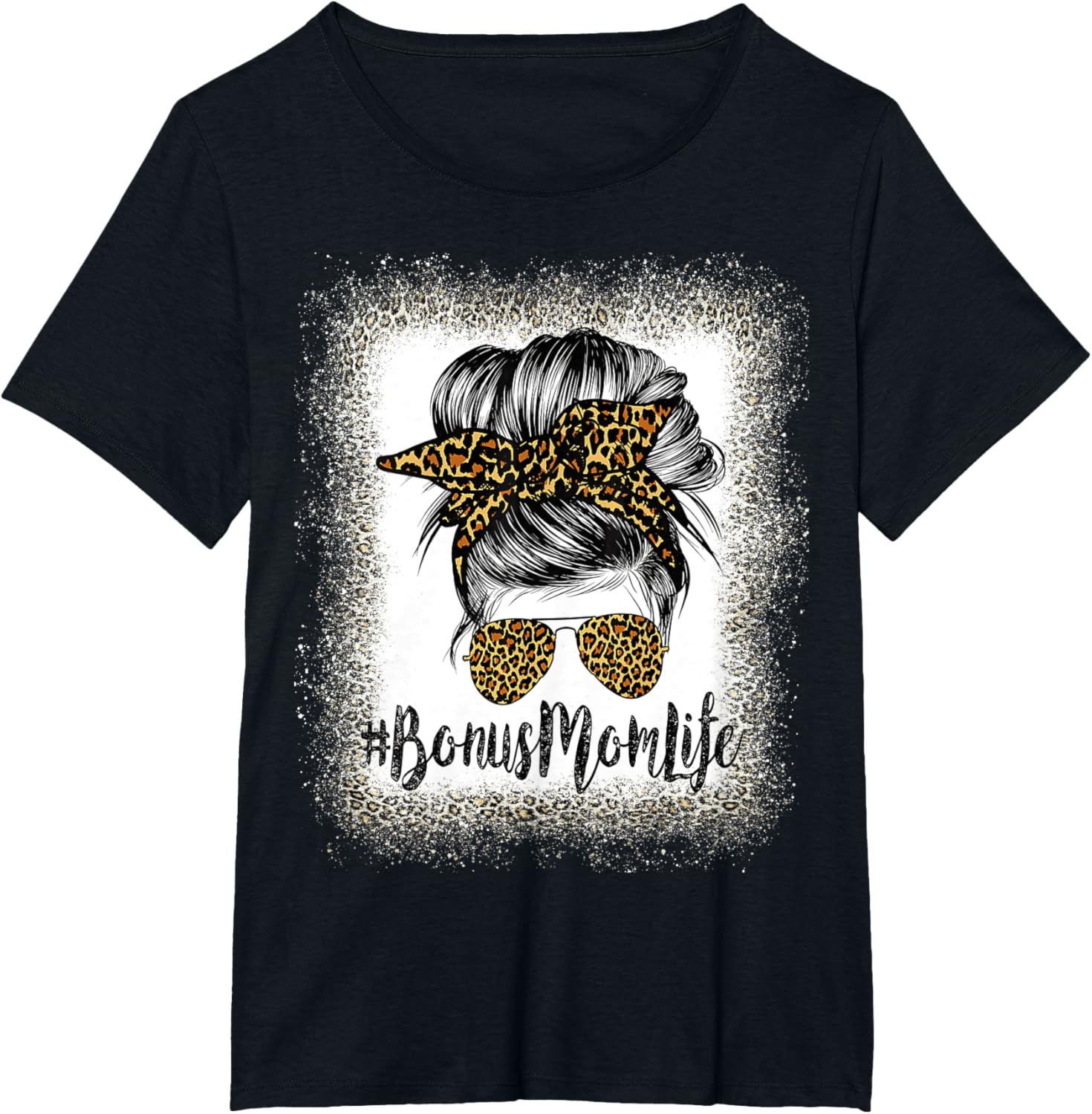 Bonus Mom Life Hair Bandana Glasses Leopard Mother's Day T