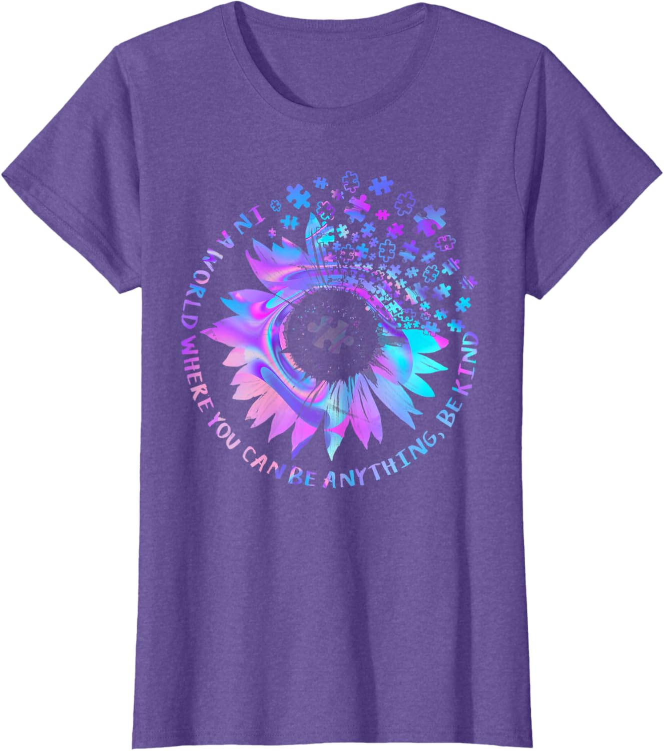 Be Kind Autism Awareness Kindness Sunflower Tie Dye Puzzle