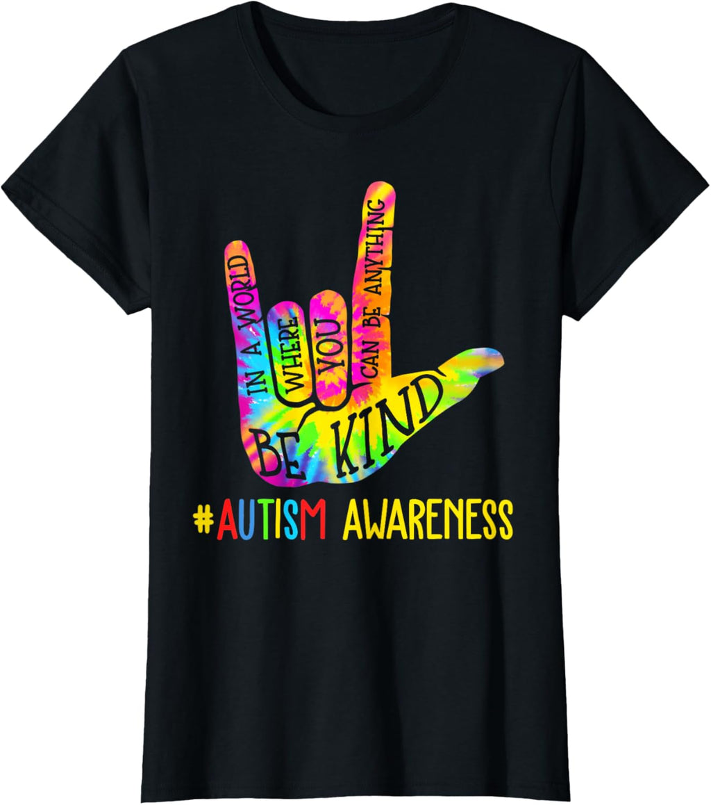 Be Kind ASL Love Sign Language Hand Autism Awareness Tie Dye