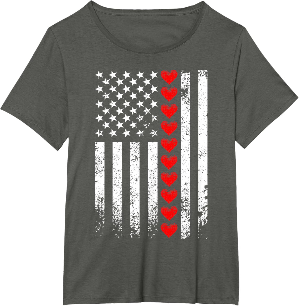 Vintage Valentines Day American Flag Hearts Mens Boys Kids