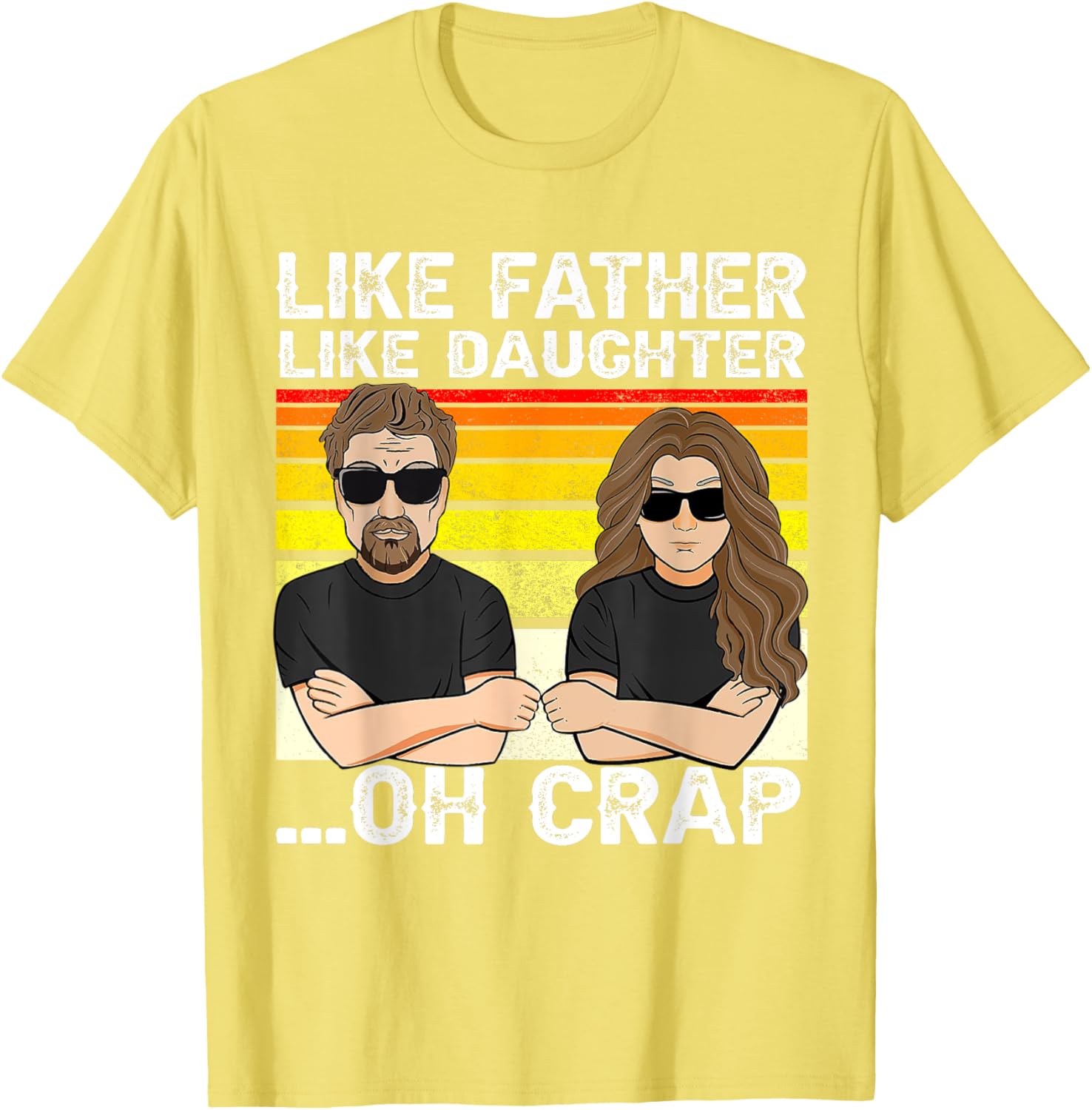 Vintage Retro Dad and Daughter Family Matching Tee - Like Father Like Daughter Oh Crap - Funny Fathers Day T-Shirt - Black - Women's - Small - Short Sleeve - Cotton 100%