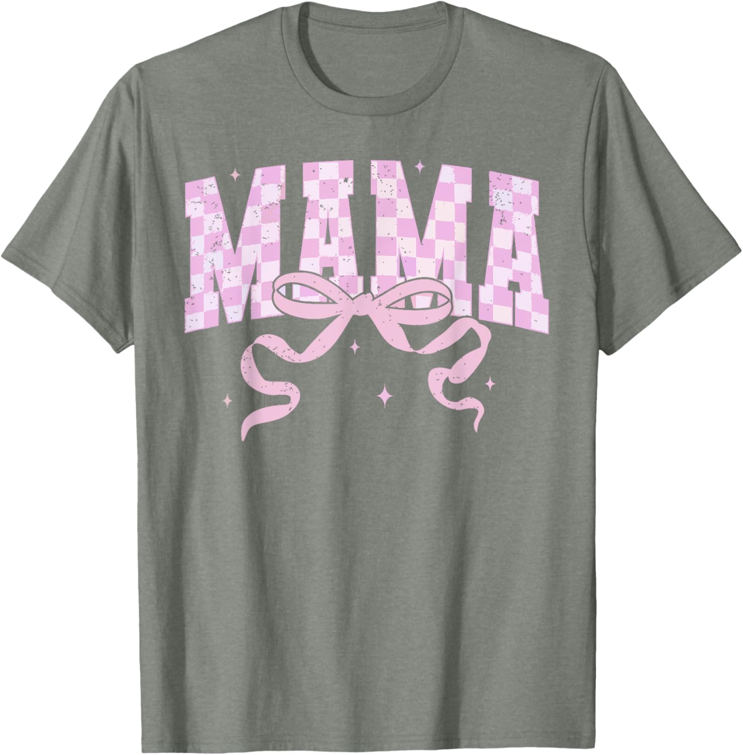 Retro Checkered Mama Coquette Mother's Day Pink Bow