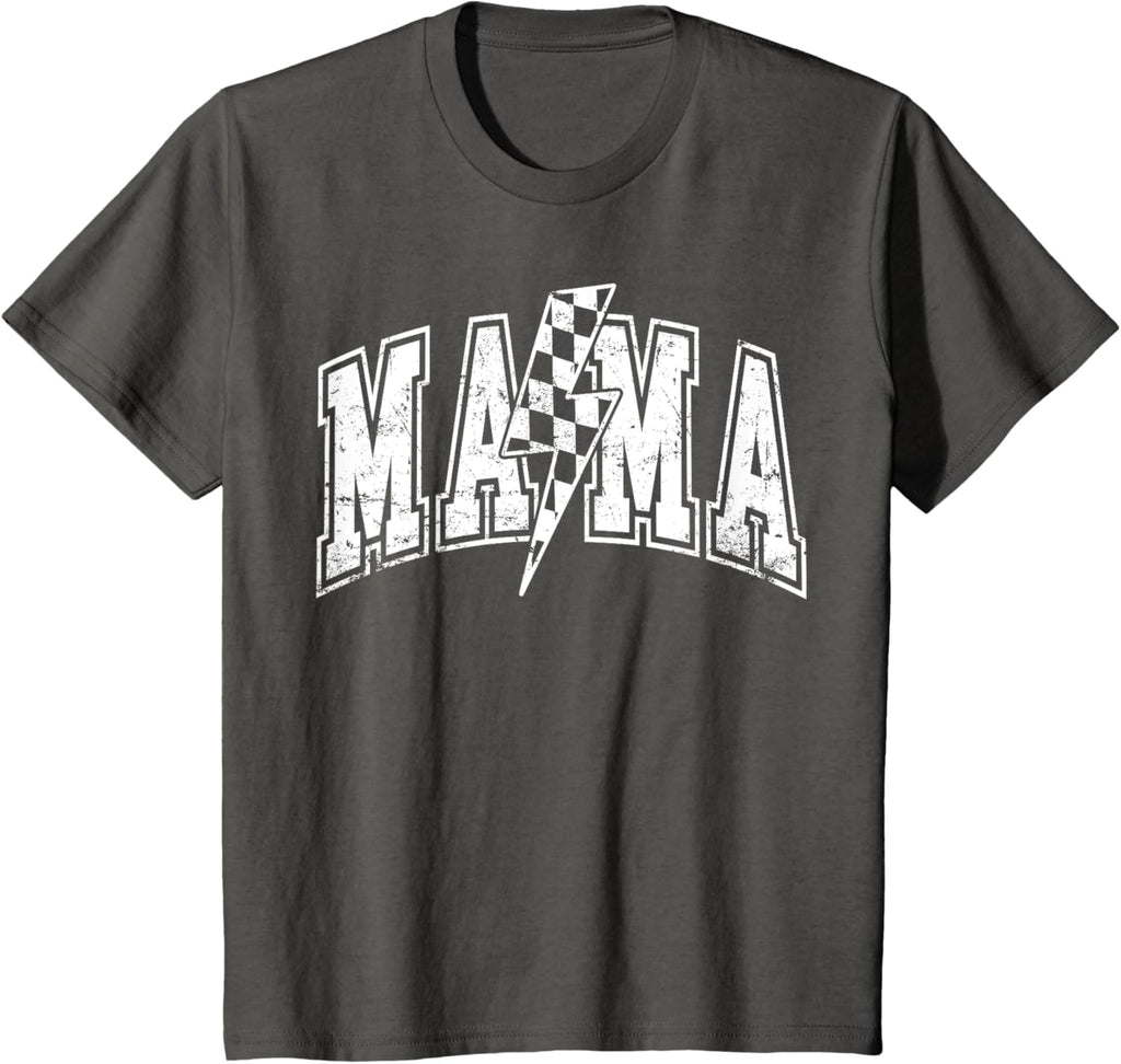 Mama Lightning Bolt Checkered Varsity Mom Women Mother's Day Mother Shirt