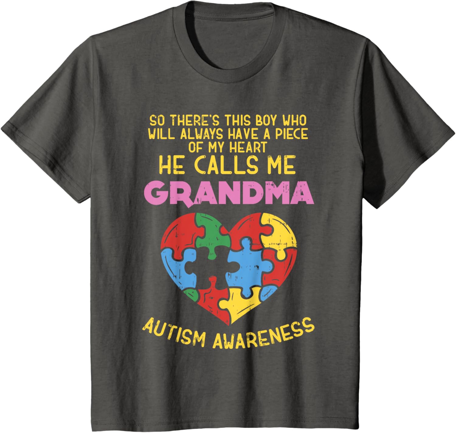 Grandma Autism Awareness Shirt Austistic Boy Piece My Heart