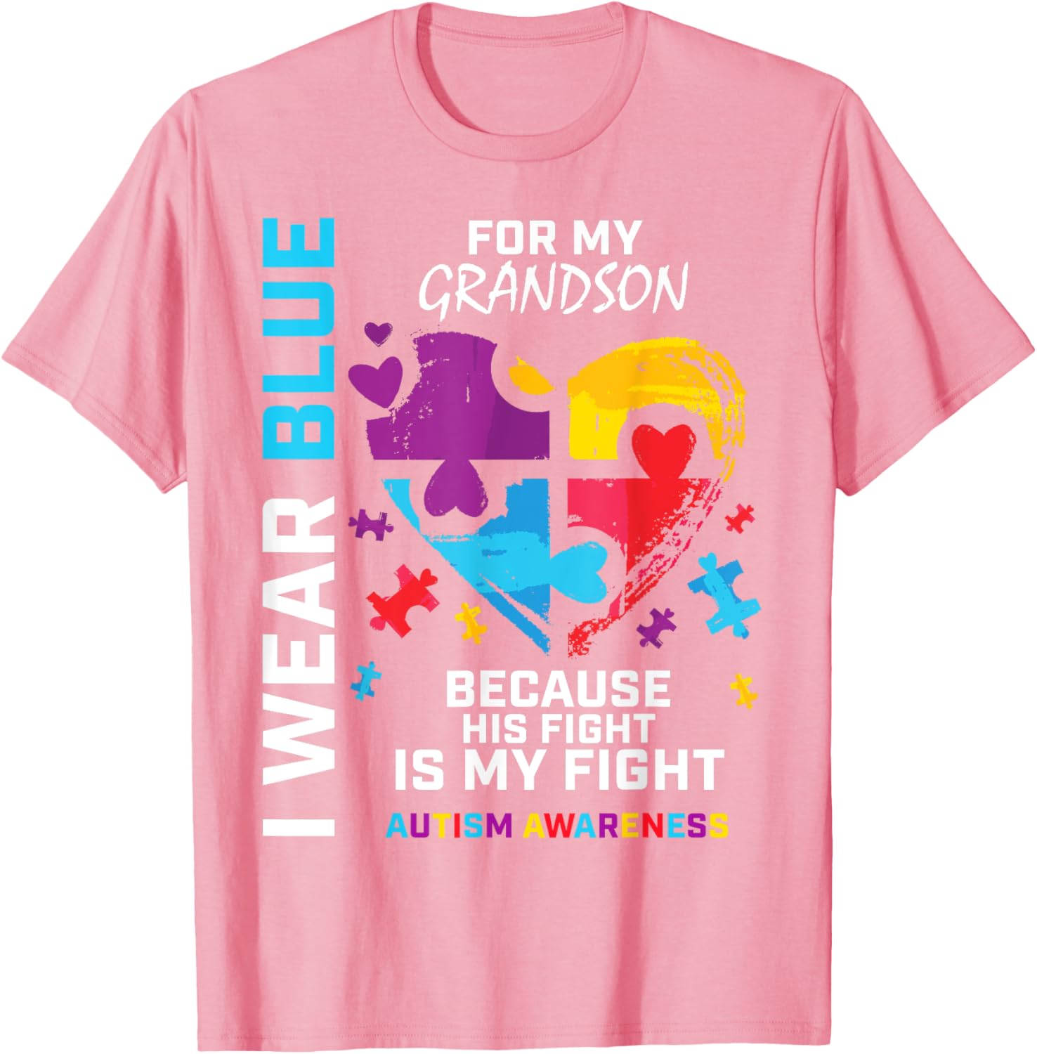 Grandma Grandpa I Wear Blue For My Grandson Autism Awareness