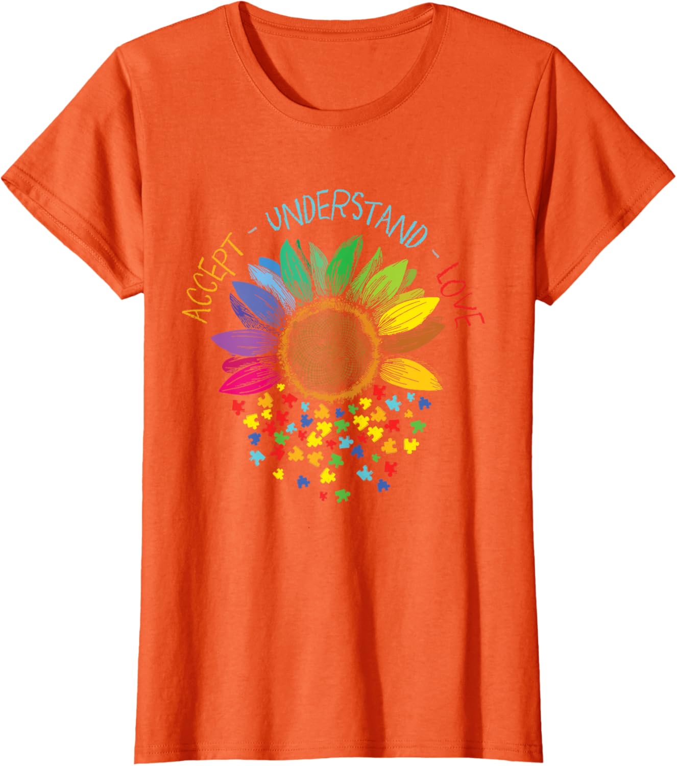 Autism Awareness Accept Understand Love ASD Rainbow Flower