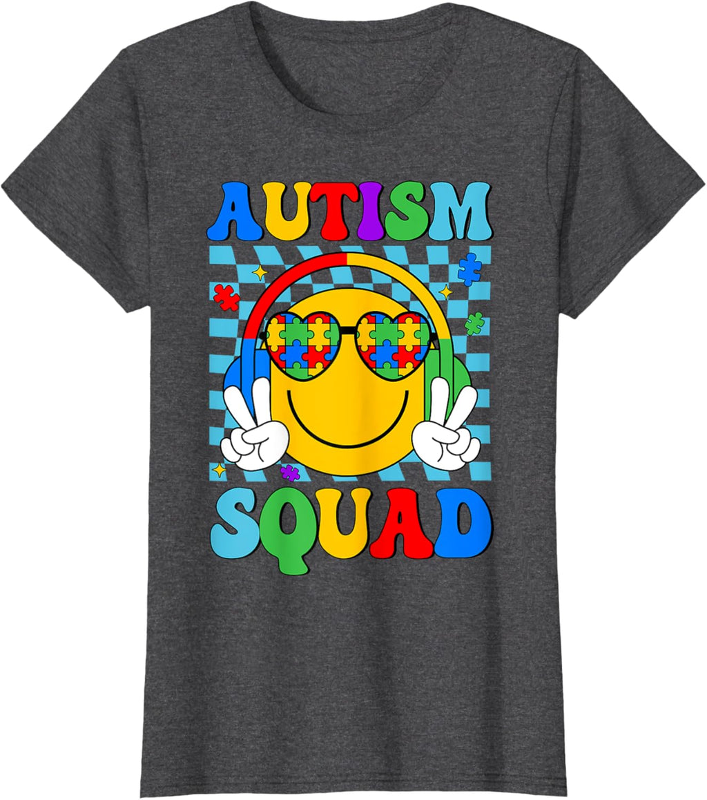 Autism Awareness Autism Squad Support Smile Face Women Men