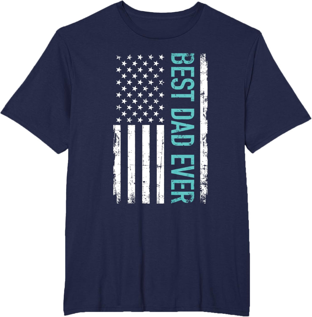 Father's day Best dad ever with US american flag Short Sleeve
