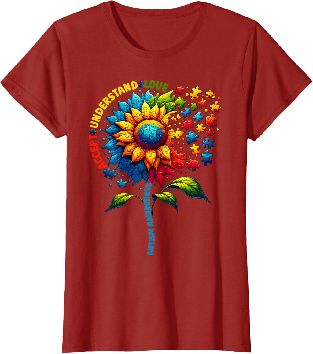 Autism Awareness Sunflower Men Women kids Autism Sunflower