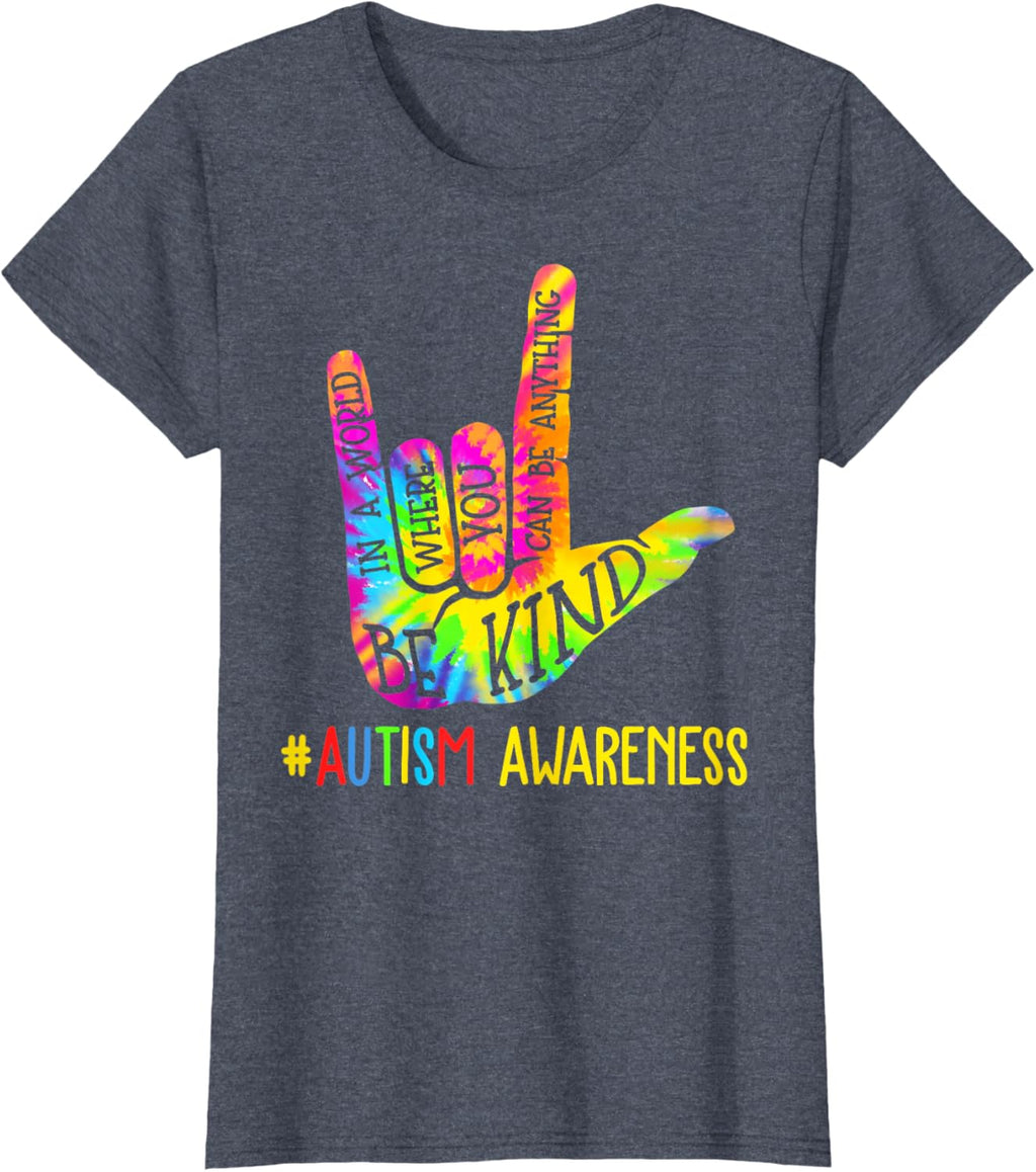 Be Kind ASL Love Sign Language Hand Autism Awareness Tie Dye