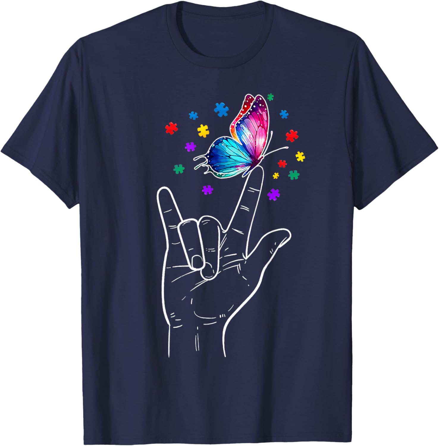 I Love You Hand Sign Language Butterfly Autism Awareness