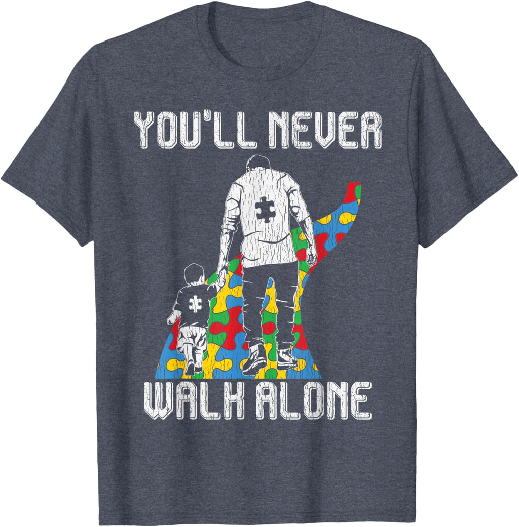 Vintage Father Son Family Autistic Kids Autism Awareness Dad