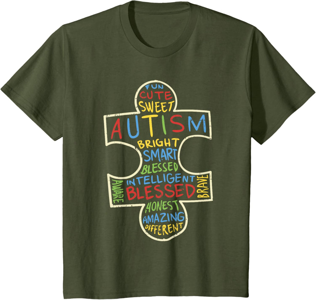 Autism Awareness Shirt Puzzle Piece Words Autistic Gift