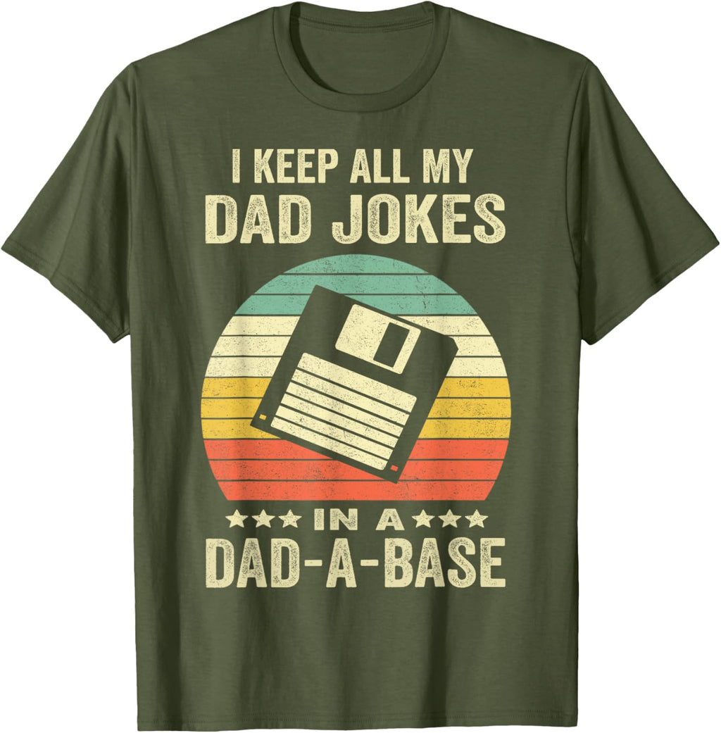 Mens Funny dad jokes in dad-a-base vintage for father's day