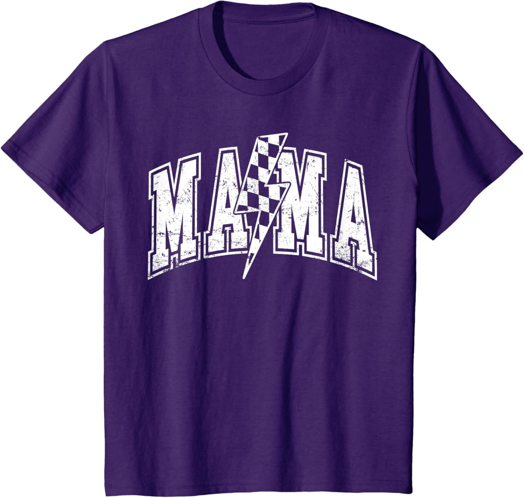 Mama Lightning Bolt Checkered Varsity Mom Women Mother's Day Mother Shirt