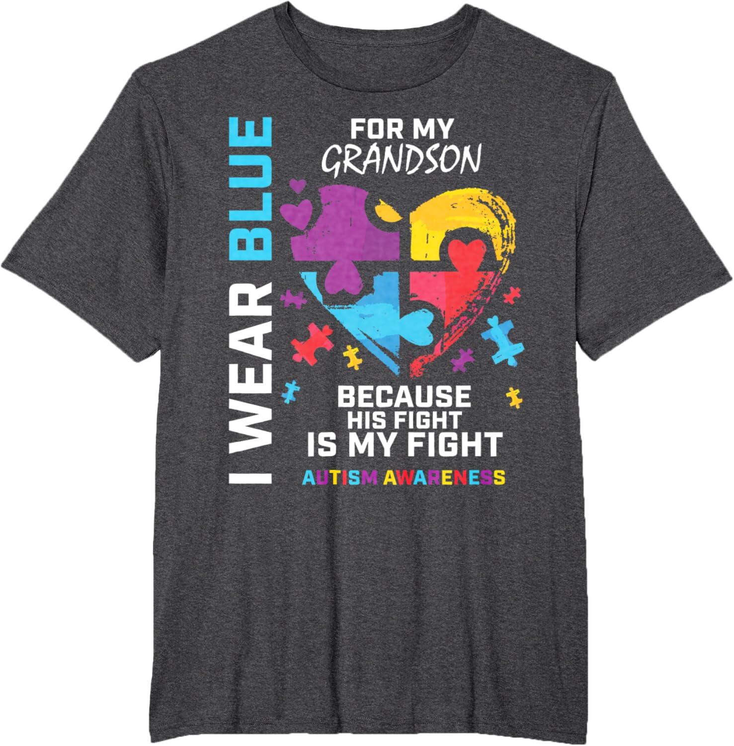 Grandma Grandpa I Wear Blue For My Grandson Autism Awareness