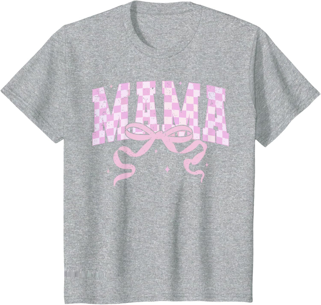 Retro Checkered Mama Coquette Mother's Day Pink Bow