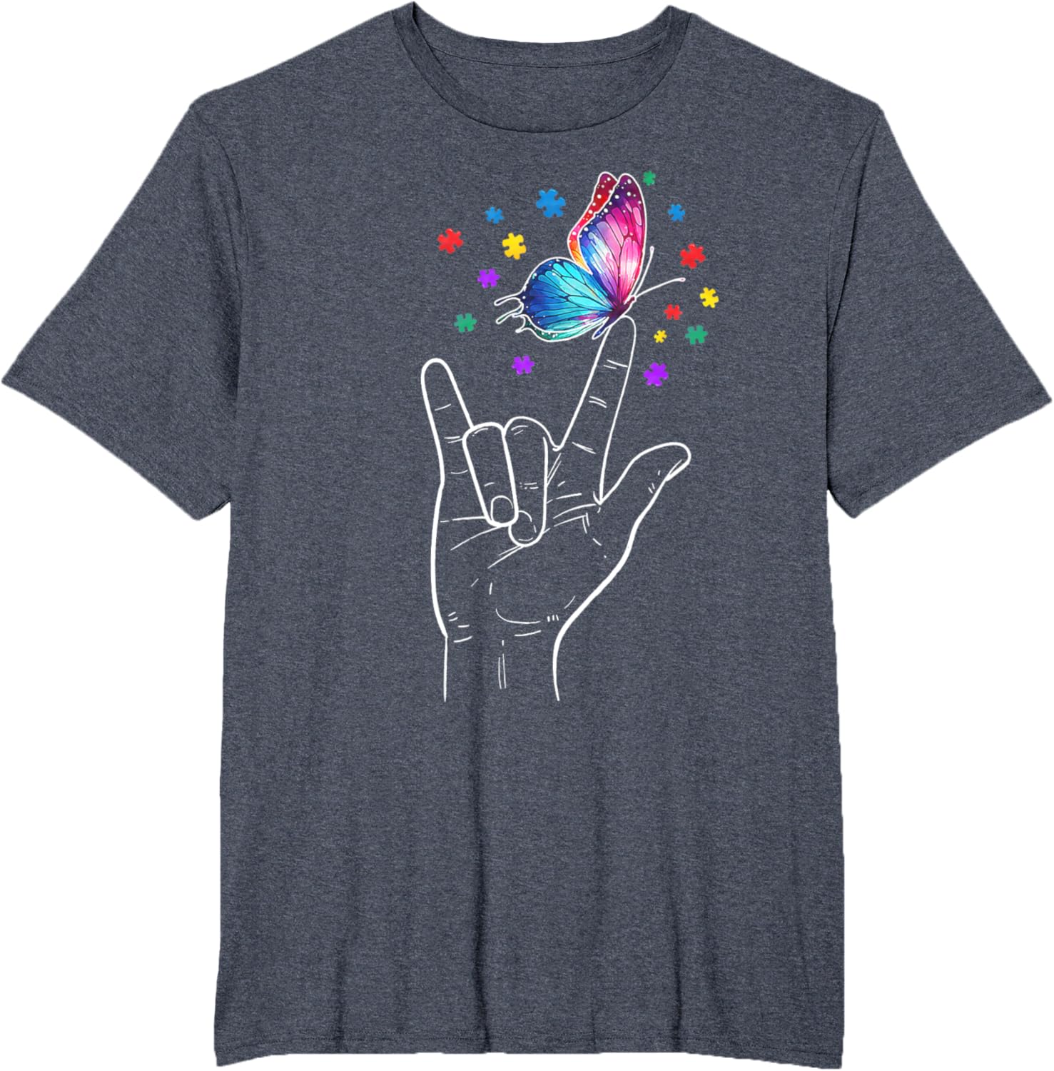 I Love You Hand Sign Language Butterfly Autism Awareness